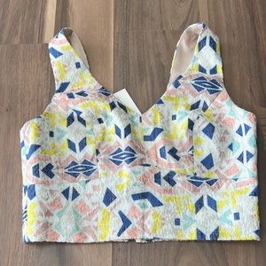 Champagne & Strawberry Geometric, Multi Colored Crop Top Size Medium
